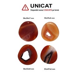 Pandantiv Carneol Druzy Picatura cu Gaura - 52-56 x 47-54 x 6-8 mm