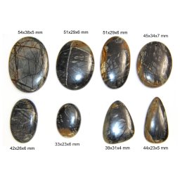 Cabochon Jasp Noreena Negru cu Gaura - Oval - Picatura - 33-54x23-38x4-7 mm - 1 Buc