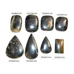 Cabochon Jasp Noreena Negru cu Gaura - Dreptunghi - Picatura - 32-57x20-39x5-6 mm - 1 Buc