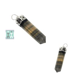 Pandantiv Fluorit Curcubeu Obelisc - 41-49 x 9-11 mm - 1 Buc