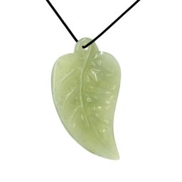 Pandantiv Jad Frunza - 68-69 x 37-38 x 6 mm - 1 Buc