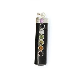 Pandant Obelisc Turmalina Neagra - 7 Chakre 5 cm - 1 Buc