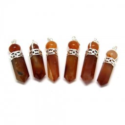 Pandant Carneol - Sfera Carneol - 44-50 x 9-11 mm - 1 Buc