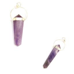 Pandantiv din Ametist Lavanda Natural 2 Varfuri 42-50 x 16-20 mm - 1 Buc