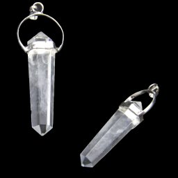 Pandantiv Cuart Alb Natural 2 Varfuri - 50-55 x 18-20 mm - 1 Buc