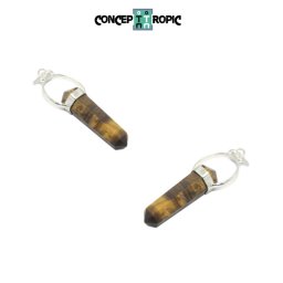 Pandantiv din Ochi de Tigru Obelisc - 48-50 x 18 mm - 1 Buc