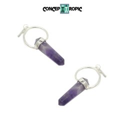 Pandantiv din Ametist Chevron Natural 2 Varfuri - 48-51 x 18 mm - 1 Buc