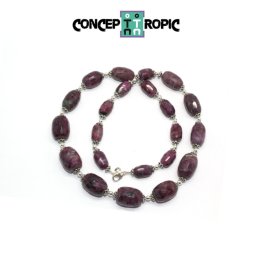 Colier din Rubin in Zoisit Butoias Fatetat - 10-18 x 9-13 mm - Accesorii Argint 925 - 1 Buc