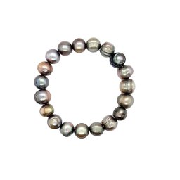 Bratara Perle de Cultura Gri Diametru 52 mm - Margele Neregulate -9-10 x 8-10 mm