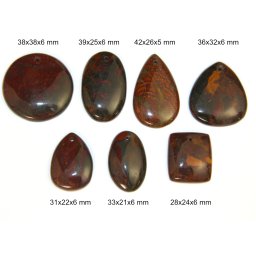 Cabochon / Pandantiv Jasp Heliotrop Mineral Natural - Rotund - Oval - Patrat - Picatura - 28-42x21-38x5-6 mm - 1 Buc