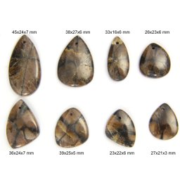 Cabochon / Pandantiv din Andaluzit cu Gaura - Picatura - 23-45x16-27x3-7 mm - 1 Buc