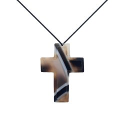 Pandantiv Cruce din Agata Sardonix - 47x35x4 mm - 1 Buc