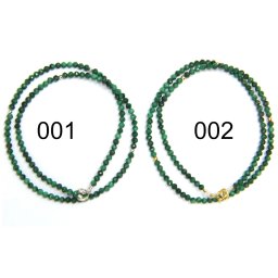 Colier din Malachit Rotund Fatetat 3x3 mm - Accesorii de Gold Filled - Argint 925 - 1 Buc