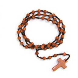 Colier Rozariu din Piatra Soarelui Sintetica Rotunda 6x6 mm - Cruce 33x20 mm