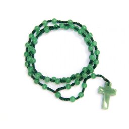 Colier Rozariu din Aventurin Natural Rotund 6 mm - Cruce 30x20 mm