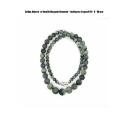 Colier Turmalina Alba si Verde - Inchizatoare Argint 925 - Margele Rotunde 6 - 12 mm