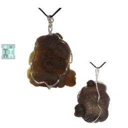 Pandantiv Calcedonie Nodular Bruta Naturala cu Argint 925 - 40x26x20 mm - Unicat