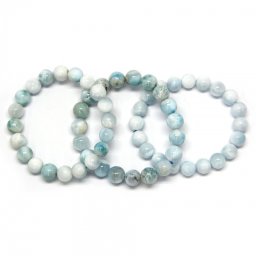 Bratara Milky Larimar Diametru 58 mm din Margele Rotunde - 10-10,9 mm