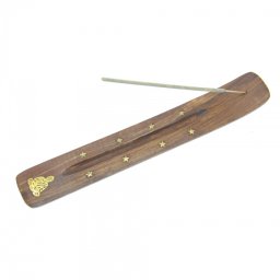 Suport Betisoare Parfumate - Lemn Sheesham cu Buddha si 8 Stele - 26x3.5cm