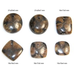Cabochon din Andaluzit cu Gaura - Rotund - Patrat - 15-21x15-20x3-7 mm- 1 Buc