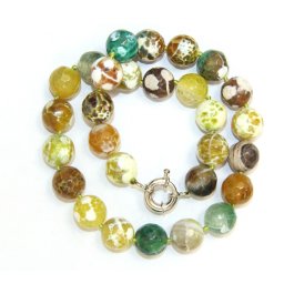 Colier din Agata Colorata Rotunda Fatetata 14x14 mm - Accesorii de Metal