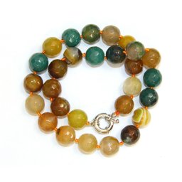 Colier din Agata Colorata Rotunda Fatetata 14x14 mm - Accesorii de Metal