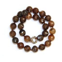 Colier din Agata Colorata Rotunda Fatetata 14x14 mm - Accesorii de Metal