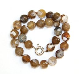 Colier din Agata Colorata Rotunda Fatetata 14x14 mm - Accesorii de Metal