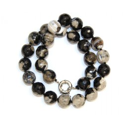 Colier din Agata Colorata Rotunda Fatetata 14x14 mm - Accesorii de Metal