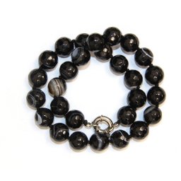 Colier din Agata Sardonix Rotunda Fatetata 14x14 mm - Accesorii de Metal