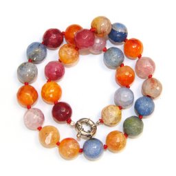 Colier din Agata Colorata Rotunda Fatetata 14x14 mm - Accesorii de Metal