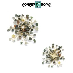 Brosa si Pandantiv din Agata Muschi si Perle - Metal - 8 x 7,5 mm