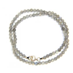Colier din Labradorit Rotund Fatetat 4x4 mm - Accesorii de Argint 925 - 1 Buc