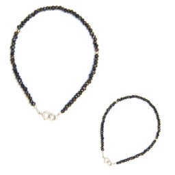 Bratara Spinel Grafitat Disc Fatetat 2x3 mm - Diametru 54 mm - Accesorii de Argint 925 - 1 Buc