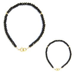 Bratara Spinel Negru Disc Fatetat 2x4 mm - Diametru 54 mm - Accesorii Gold Filled - 1 Buc