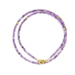 Colier din Ametist Rotund Fatetat 2,5x2,5 mm - Accesorii de Gold Filled - 1 Buc