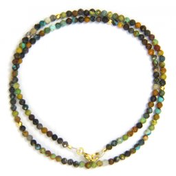 Colier din Turcoaz de Nepal Rotund Fatetat 3x3 mm - Accesorii Gold Filled - 1 Buc