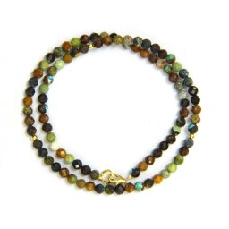 Colier din Turcoaz de Nepal Rotund Fatetat 4x4 mm - Accesorii de Gold Filled