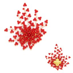 Brosa si Pandantiv din Coral Rosu 8x8 cm - Metal - 1 Buc