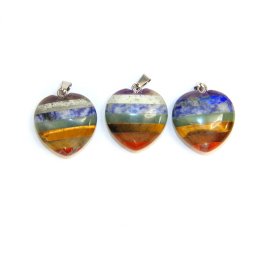 Pandantiv 7 Chakre Inima 40x30x14 mm - 1 Buc