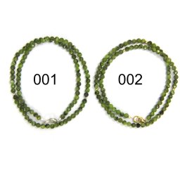 Colier din Jad Nefrit Rotund Fatetat 4x4 mm - Accesorii de Argint 925 - Gold Filled - 1 Buc