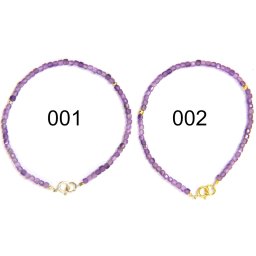 Bratara din Ametist Cub Fatetat 3x3 mm - Diametru 54 mm - Accesorii Gold Filled - Argint 925