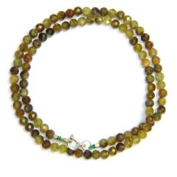 Colier din Granat Verde Rotund Fatetat 4x4 mm - Accesorii de Argint 925 - 1 Buc
