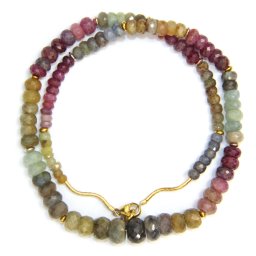 Colier din Safir Mixt Disc Fatetat 2-8 x 4-10 mm - Accesorii Gold Filled - 1 Buc