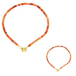 Bratara Agata Sardonix Rotunda Fatetata 2x2 mm - Diametru 54 mm - Accesorii de Gold Filled - 1 Buc