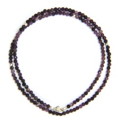 Colier din Sugilit Rotund Fatetat 2,5x2,5 mm - Accesorii Argint 925 - 1 Buc