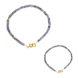 Bratara Iolit Cub Fatetat 3x3 mm - Diametru 54 mm - Accesorii de Gold Filled - 1 Buc