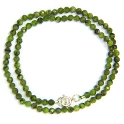 Colier din Jad Nefrit Rotund Fatetat 4x4 mm - Accesorii de Argint 925 - 1 Buc