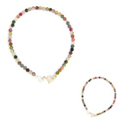 Bratara Turmalina Mixt Rotunda Fatetata 3x3 mm - Diametru 56 mm - Accesorii Argint 925 - 1 Buc