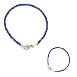 Bratara din Lapis Lazuli Rotund Fatetat 2x2 mm - Diametru 54 mm - Accesorii Argint 925 - 1 Buc